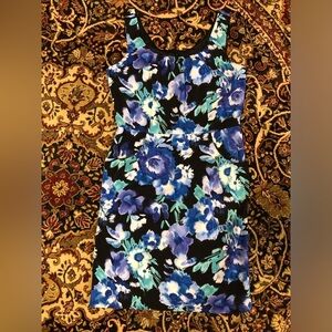 Fashion Bug Blue floral tank Sheath Dress 10 pockets